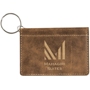 4 1/4" x 3" Rustic/Gold Laserable Leatherette Keychain ID Holder - GFT718 - Austin Print Co.