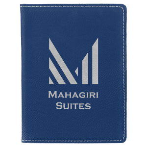 4 1/4" x 5 1/2" Blue/Silver Laserable Leatherette Passport Holder - GFT843 - Austin Print Co.