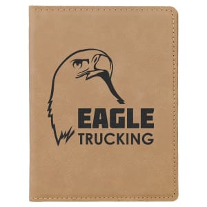 4 1/4" x 5 1/2" Light Brown Laserable Leatherette Passport Holder - GFT641 - Austin Print Co.