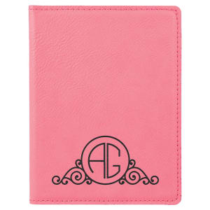4 1/4" x 5 1/2" Pink Laserable Leatherette Passport Holder - GFT648 - Austin Print Co.