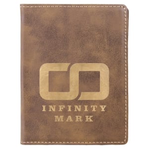 4 1/4" x 5 1/2" Rustic/Gold Laserable Leatherette Passport Holder - GFT650 - Austin Print Co.
