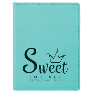 4 1/4" x 5 1/2" Teal Laserable Leatherette Passport Holder - GFT810 - Austin Print Co.
