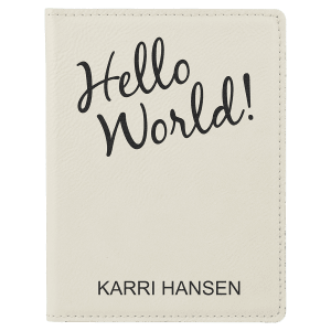 4 1/4" x 5 1/2" White Laserable Leatherette Passport Holder - GFT935 - Austin Print Co.