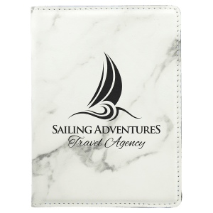 4 1/4" x 5 1/2" White Marble Laserable Leatherette Passport Holder - GFT888 - Austin Print Co.