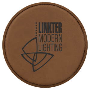 4" Round Dark Brown Laserable Leatherette Coaster - GFT196 - JDS