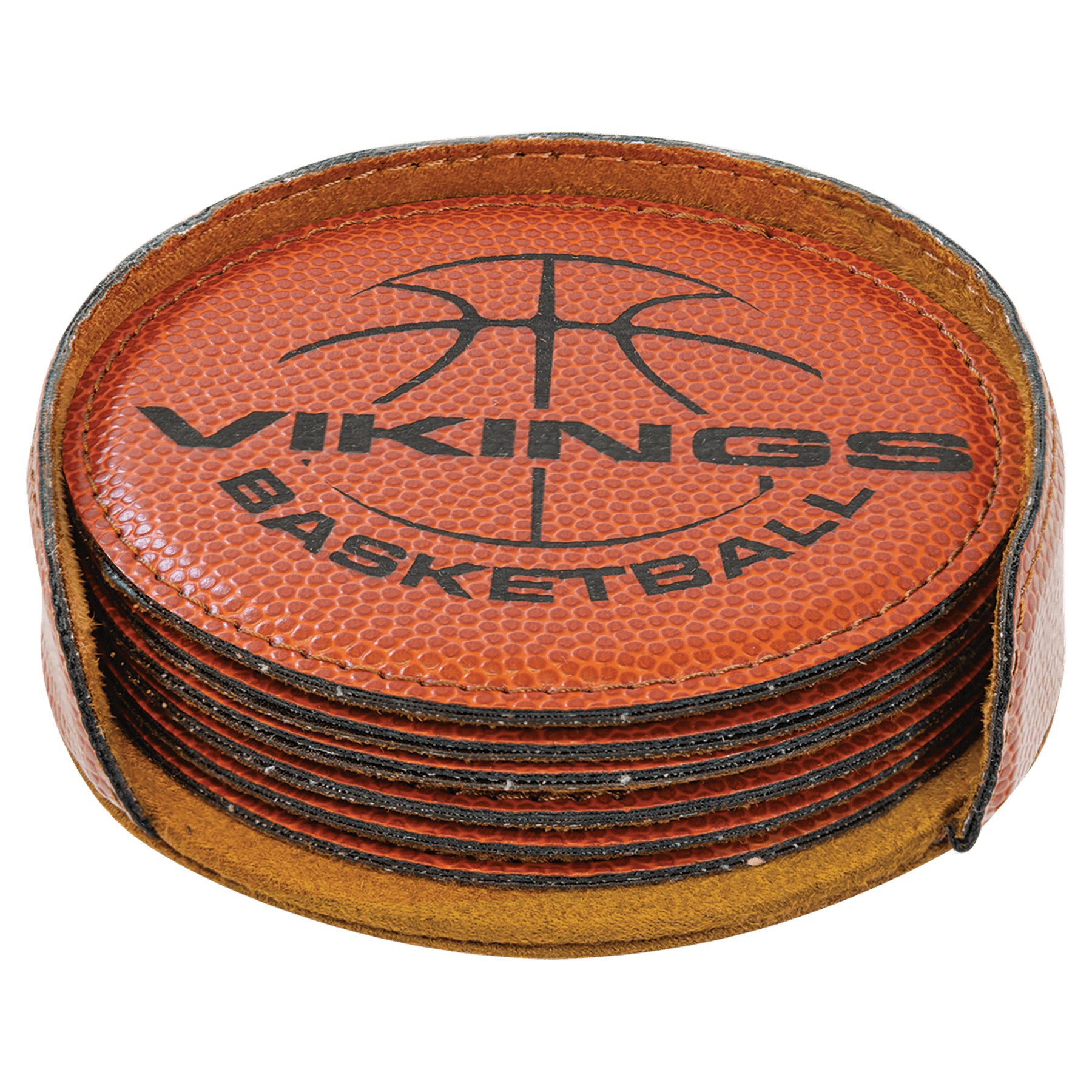 4" Round Laserable Leatherette 6 - Coaster Set - JDS