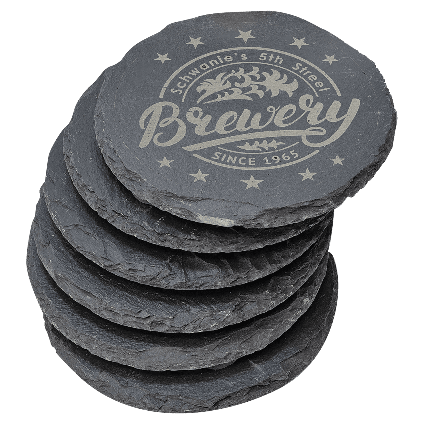 4" Round Slate Coaster Set - 6 Piece - JDS