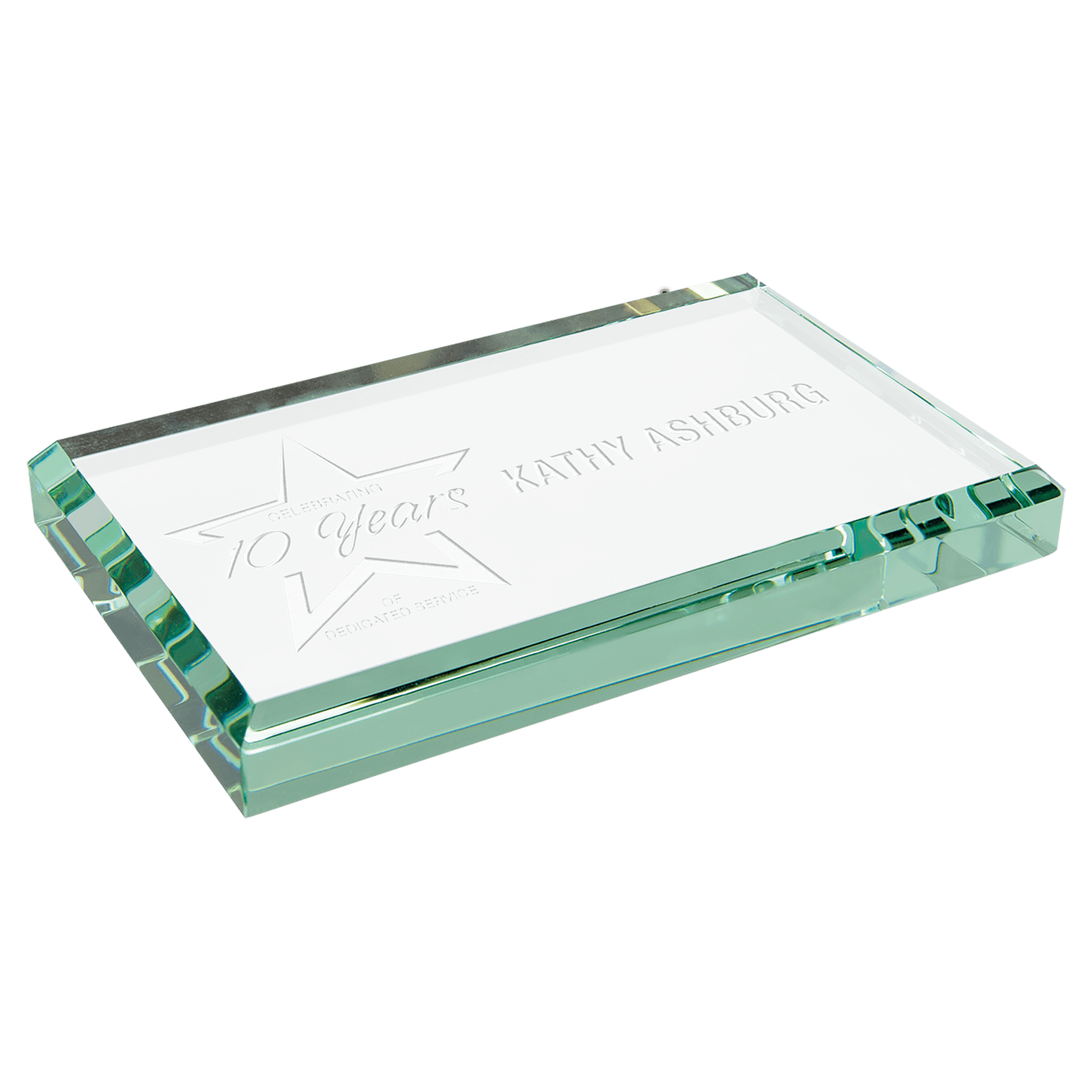 4" x 2 1/2" x 1/2" Jade Glass Paperweight - JDS