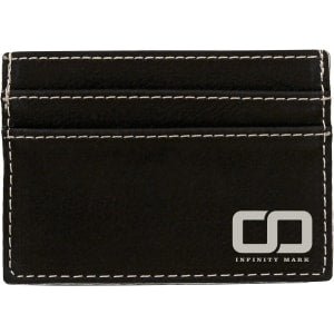 4" x 2 3/4" Black/Silver Laserable Leatherette Wallet Clip - GFT608 - Austin Print Co.