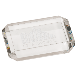 4" x 2 3/4" Crystal Rectangle Paperweight with Clipped Corners - CRY6612 - Austin Print Co.