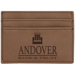 4" x 2 3/4" Dark Brown Laserable Leatherette Wallet Clip - GFT198 - Austin Print Co.