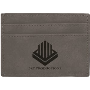 4" x 2 3/4" Gray Laserable Leatherette Wallet Clip - GFT386 - Austin Print Co.