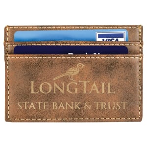 4" x 2 3/4" Rustic/Gold Laserable Leatherette Wallet Clip - GFT712 - Austin Print Co.