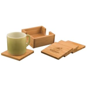 4" x 4" Bamboo Square 4 - Coaster Set with Holder - CST01 - JDS
