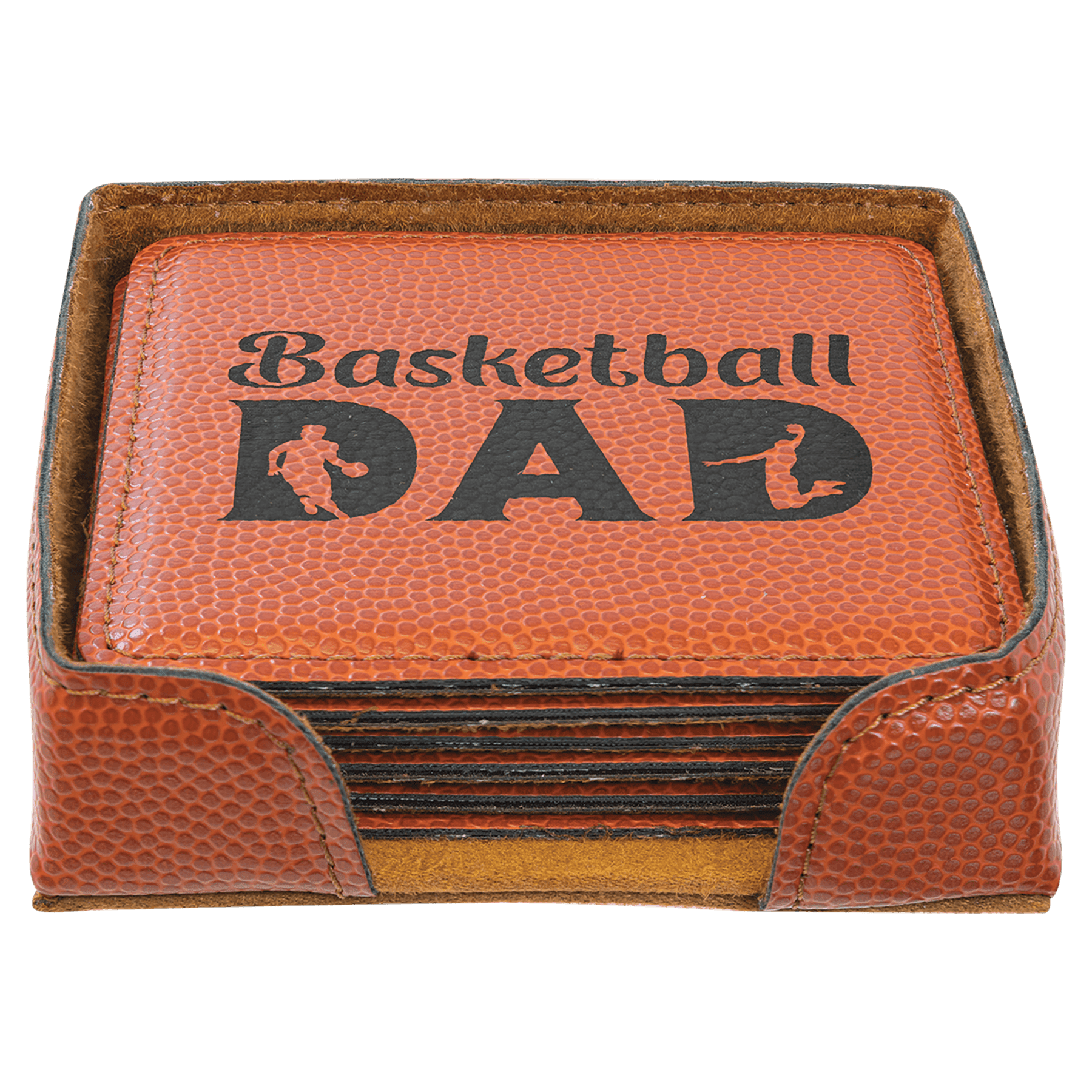 4" x 4" Square Laserable Leatherette 6 - Coaster Set - JDS