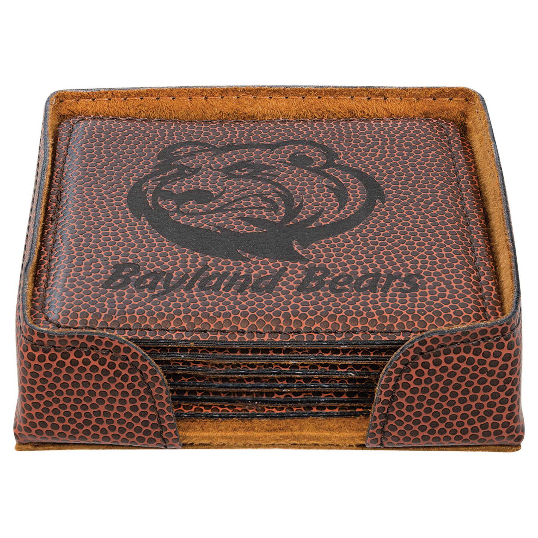 4" x 4" Square Laserable Leatherette 6 - Coaster Set - JDS