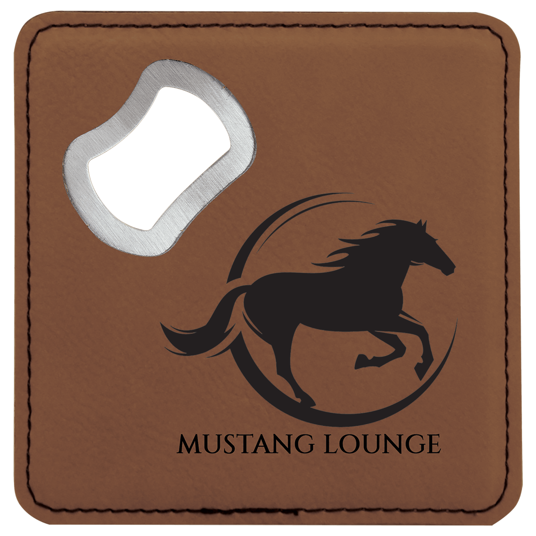 4" x 4" Square Laserable Leatherette Coaster with Bottle Opener - JDS
