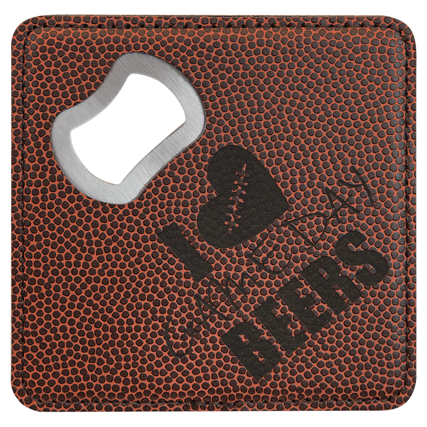 4" x 4" Square Laserable Leatherette Coaster with Bottle Opener - JDS