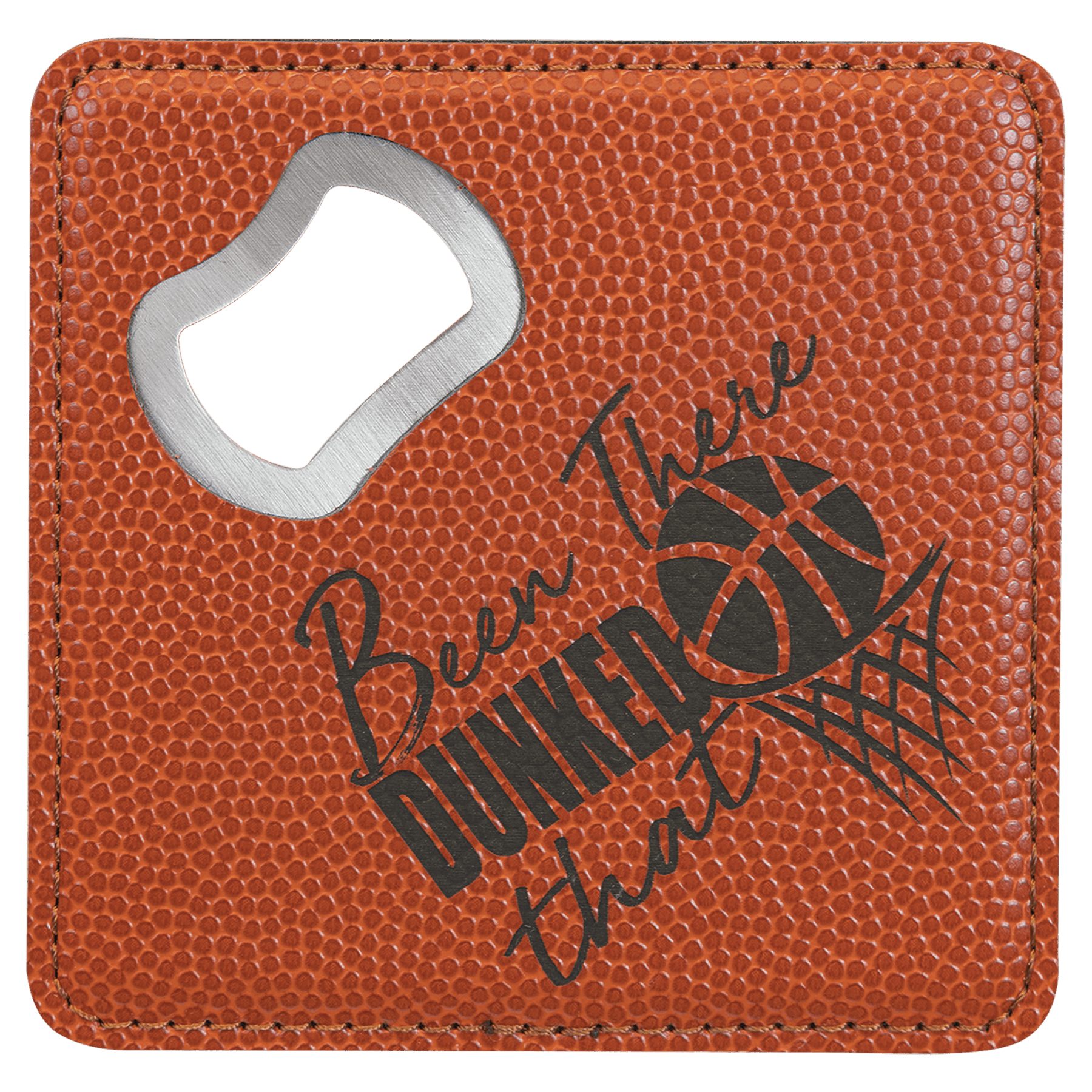 4" x 4" Square Laserable Leatherette Coaster with Bottle Opener - JDS