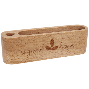 5 1/4" Beech Wood Business Card and Pen Holder - DS5B - JDS