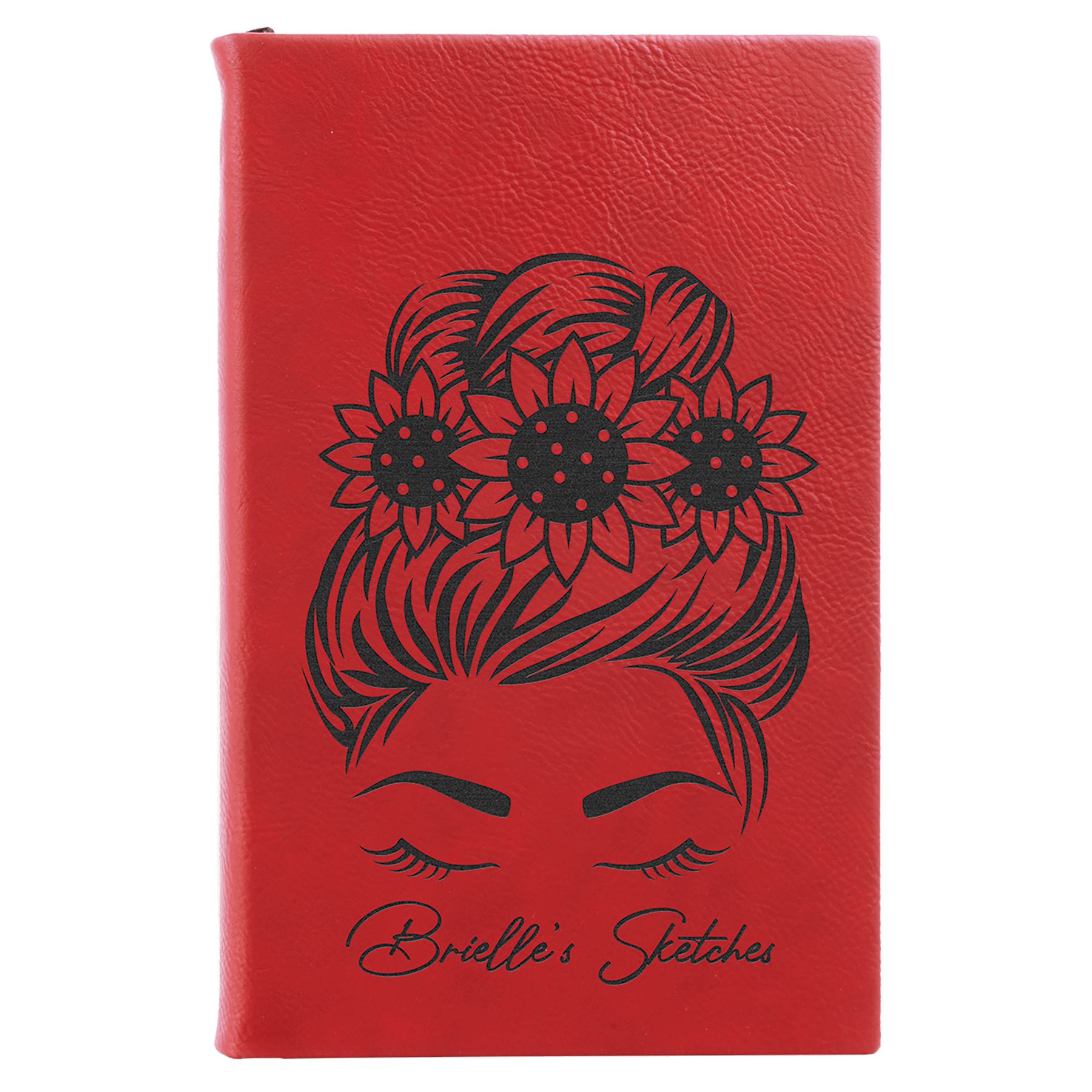 5 1/4" x 8 1/4" Laserable Leatherette Sketch Book with Unlined Notepad - JDS