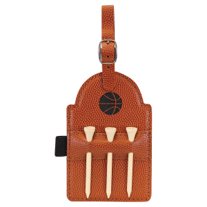 5" x 3 1/4" Basketball Laserable Leatherette Golf Bag Tag with 3 Wooden Tees - GFT2024 - Austin Print Co.