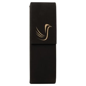 6 1/2" x 2" Black/Gold Laserable Leatherette Double Pen Case - CS113A - Austin Print Co.
