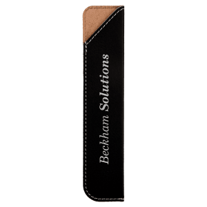 6 1/4" Black/Silver Laserable Leatherette Pen Sleeve - CS128 - Austin Print Co.