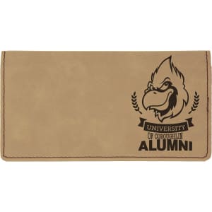 6 3/4" x 3 1/2" Light Brown Laserable Leatherette Checkbook Cover - GFT321 - Austin Print Co.