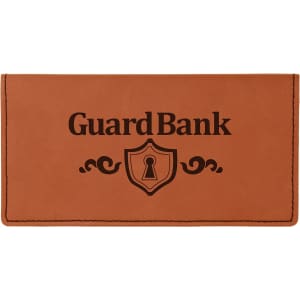 6 3/4" x 3 1/2" Rawhide Laserable Leatherette Checkbook Cover - GFT324 - Austin Print Co.