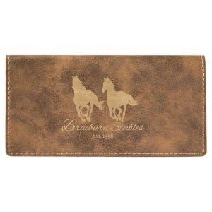 6 3/4" x 3 1/2" Rustic/Gold Laserable Leatherette Checkbook Cover - GFT726 - Austin Print Co.