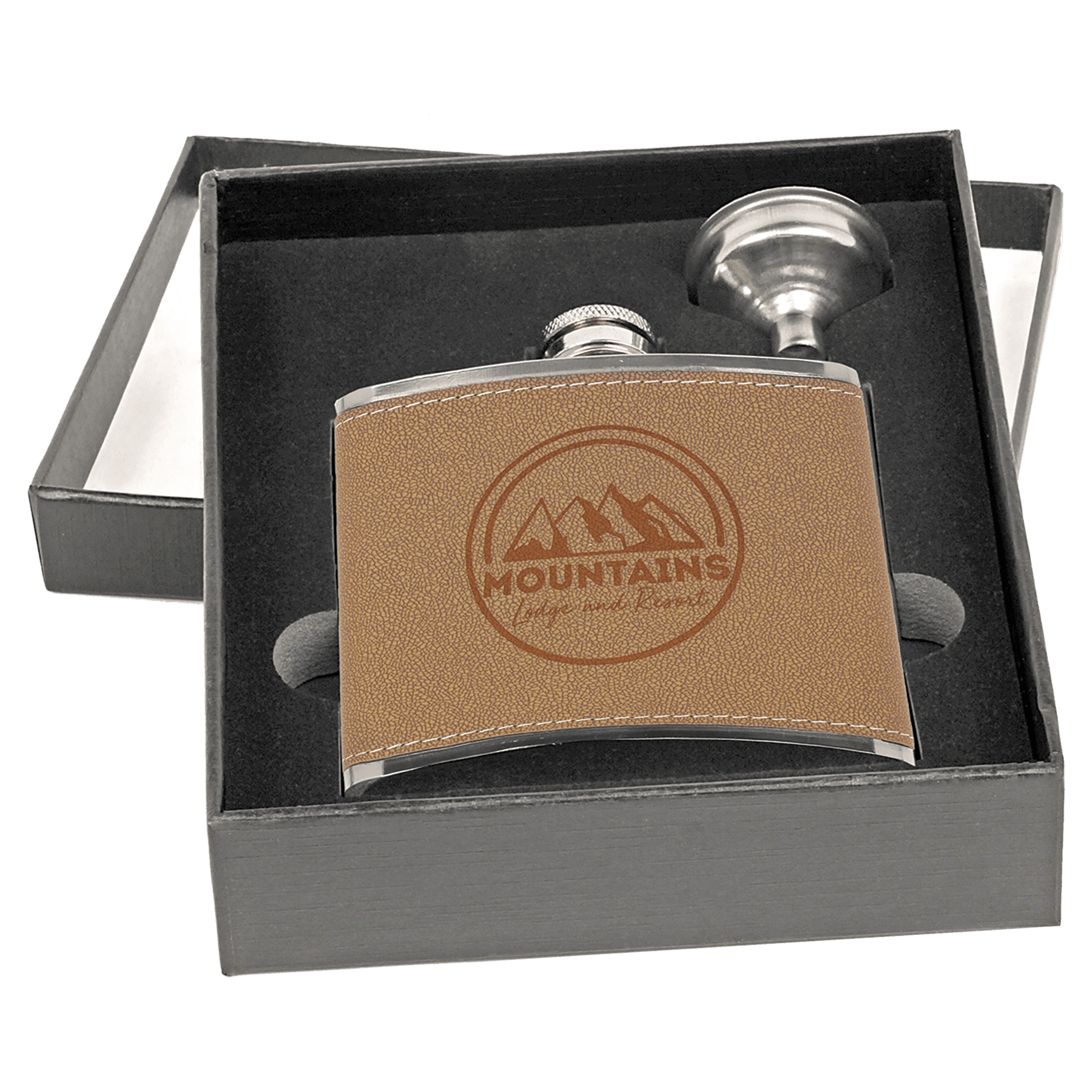 6 oz. Flask Set in Black Presentation Box - JDS
