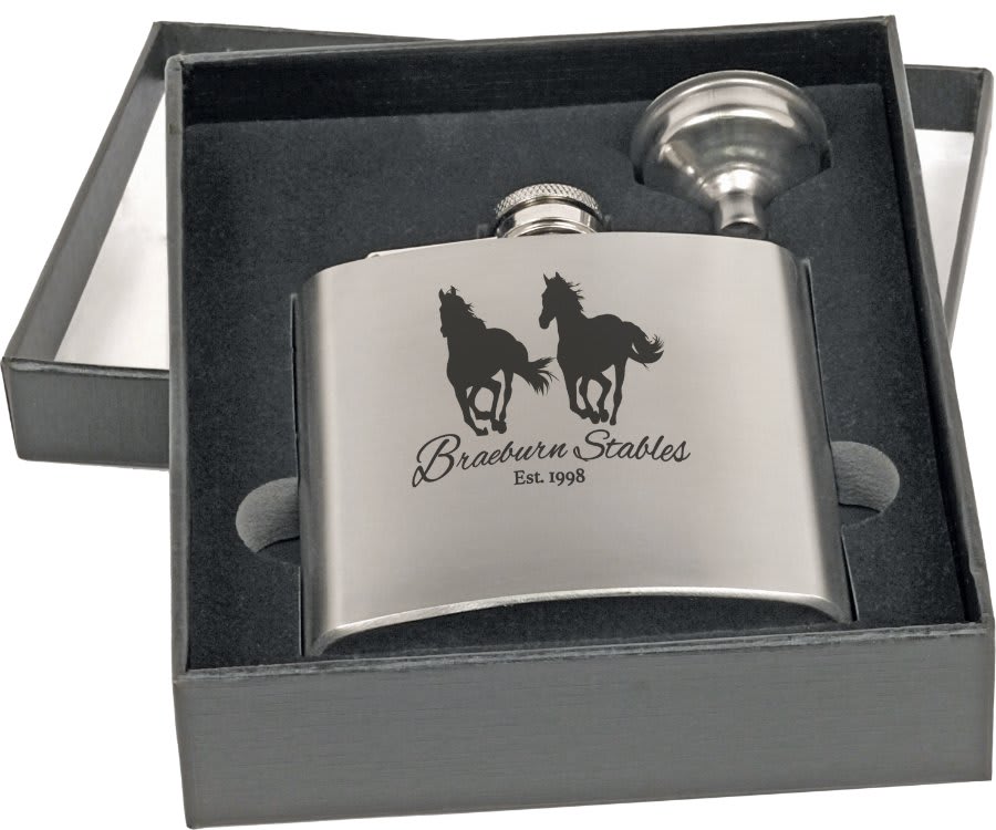 6 oz. Flask Set in Black Presentation Box - JDS