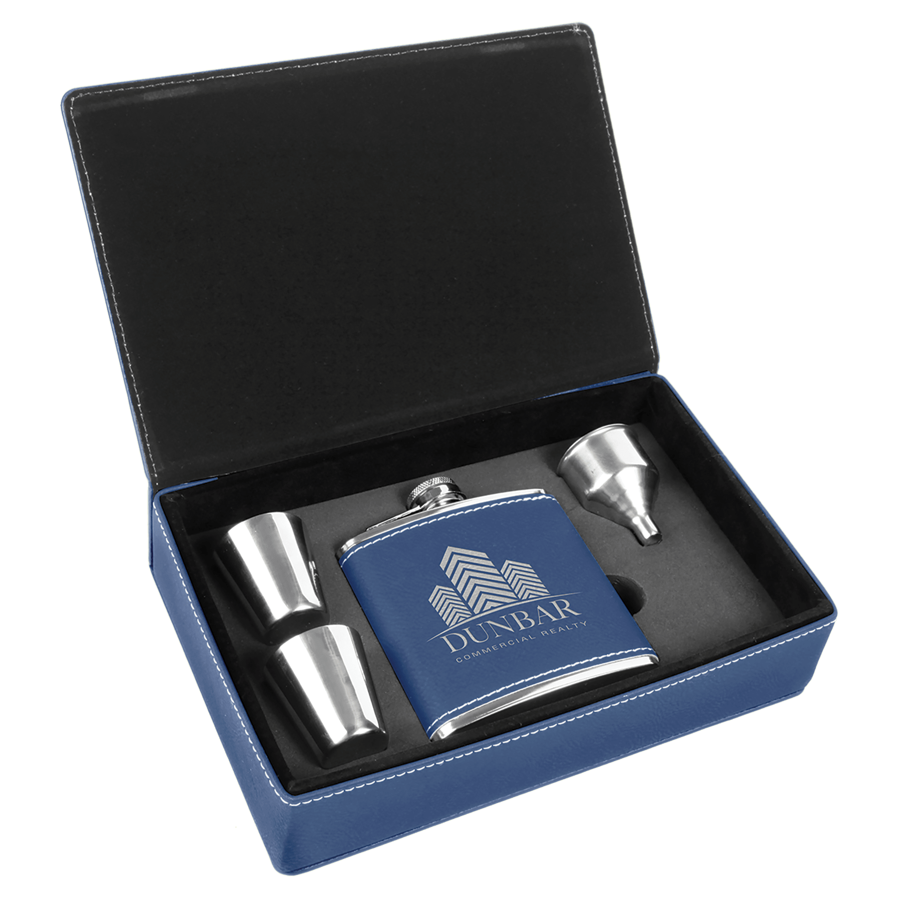 6 oz. Laserable Leatherette Flask Gift Set - JDS