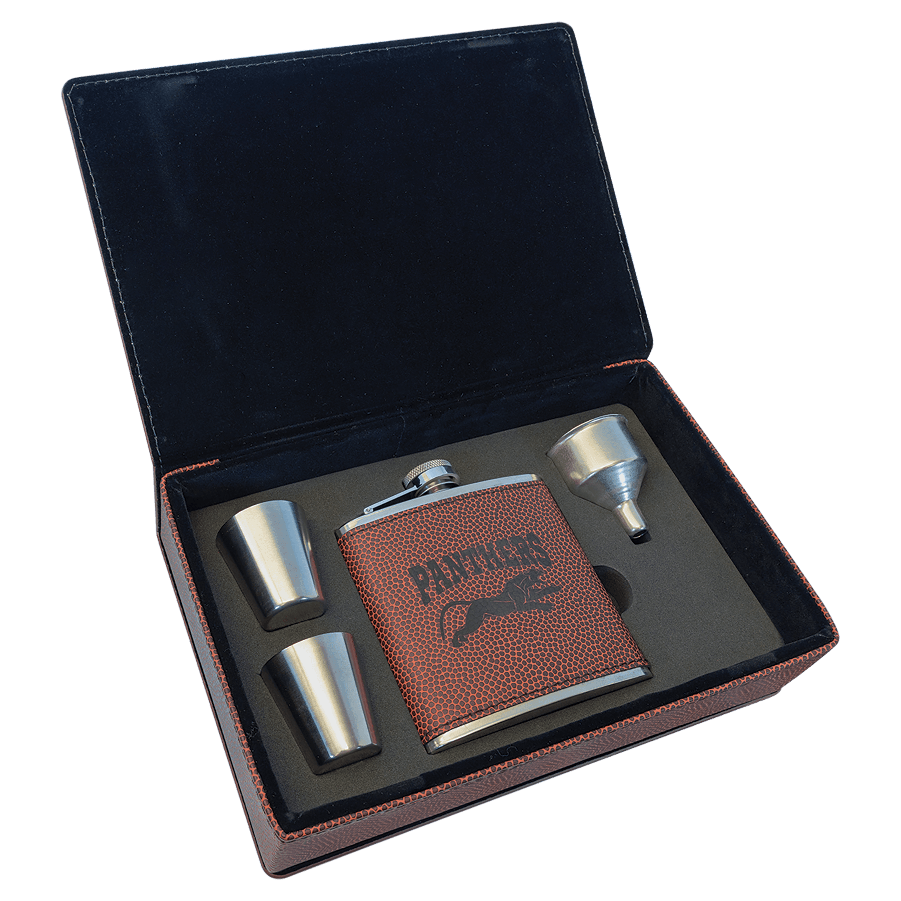 6 oz. Laserable Leatherette Flask Gift Set - JDS
