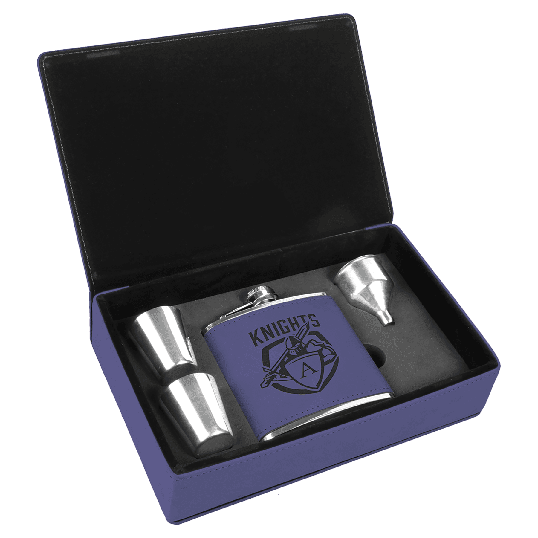 6 oz. Laserable Leatherette Flask Gift Set - JDS