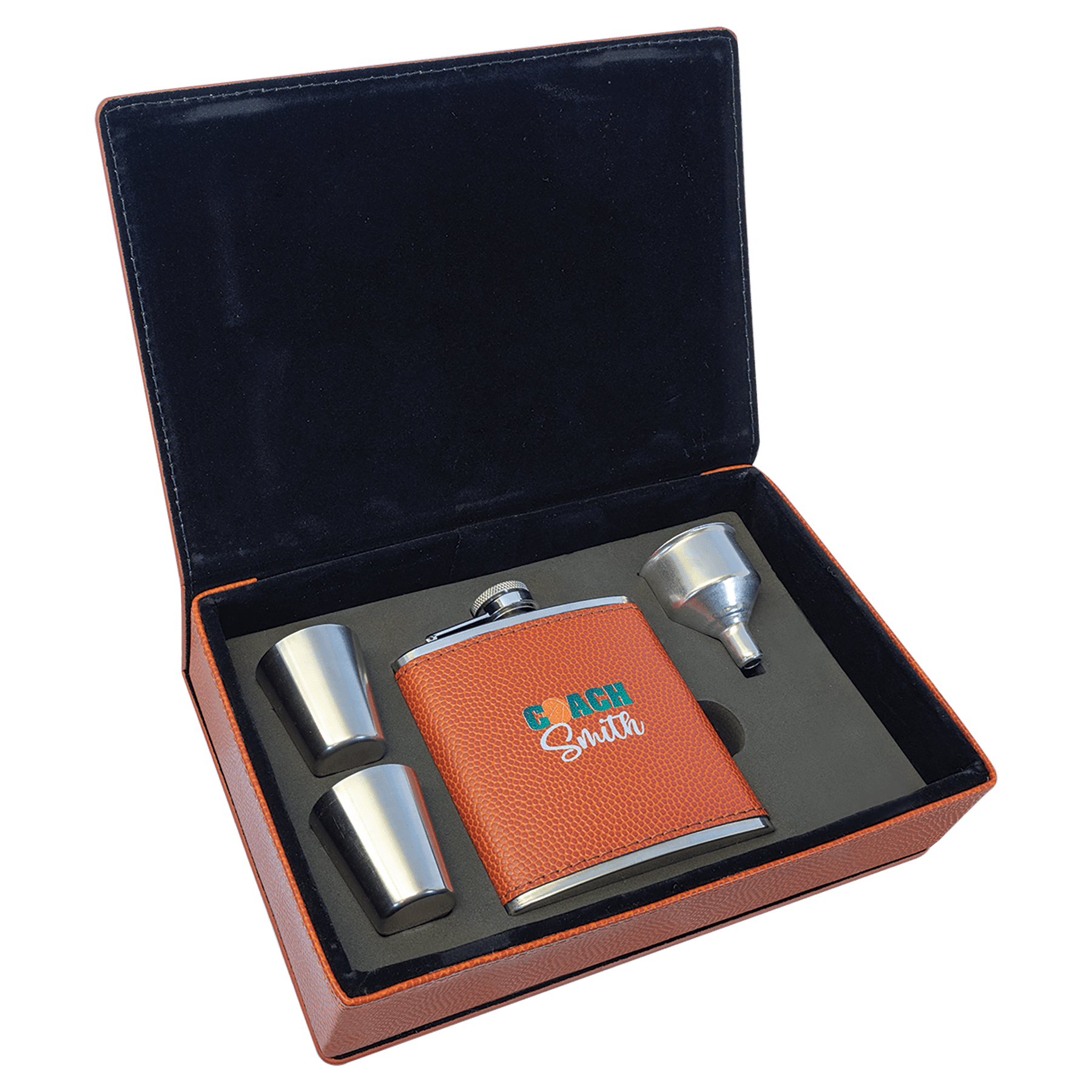 6 oz. Laserable Leatherette Flask Gift Set - JDS