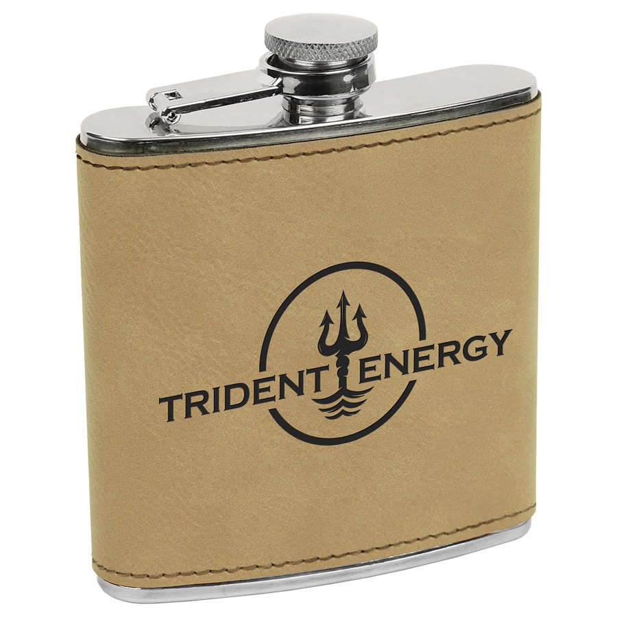 6 oz. Laserable Leatherette Stainless Steel Flask - JDS