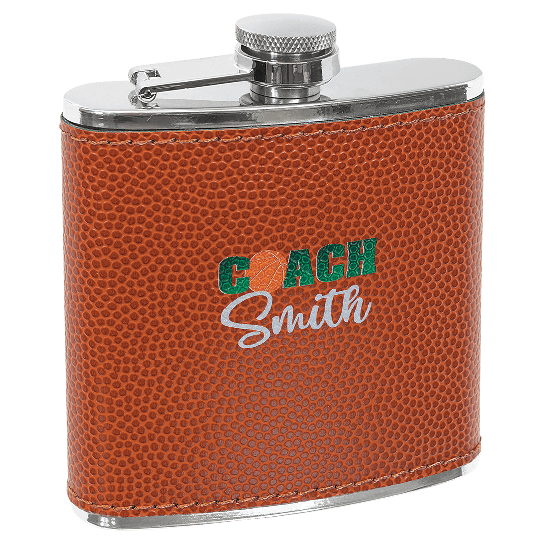 6 oz. Laserable Leatherette Stainless Steel Flask - JDS