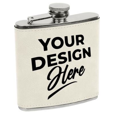 6 oz. Laserable Leatherette Stainless Steel Flask - JDS