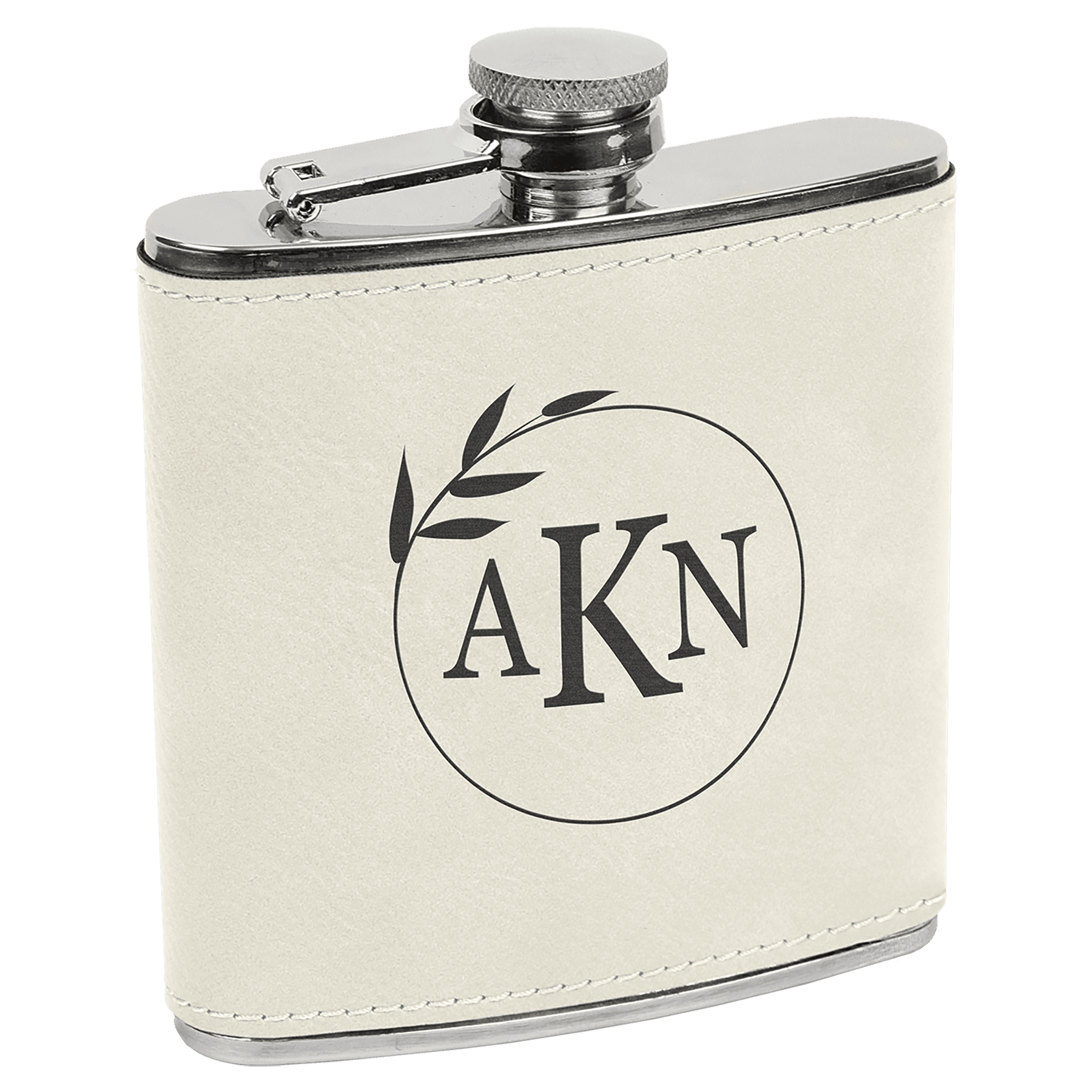 6 oz. Laserable Leatherette Stainless Steel Flask - JDS