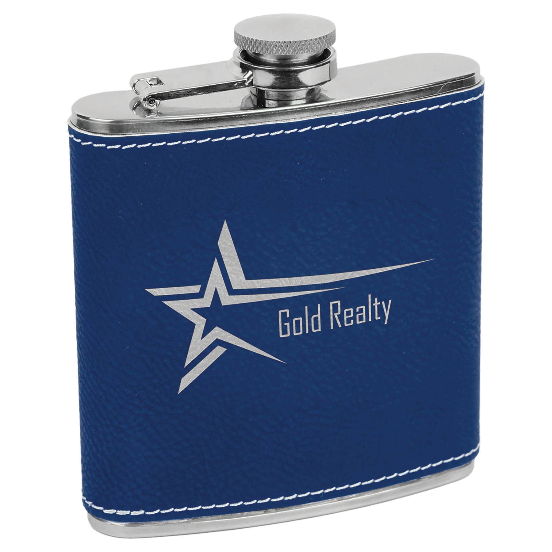 6 oz. Laserable Leatherette Stainless Steel Flask - JDS