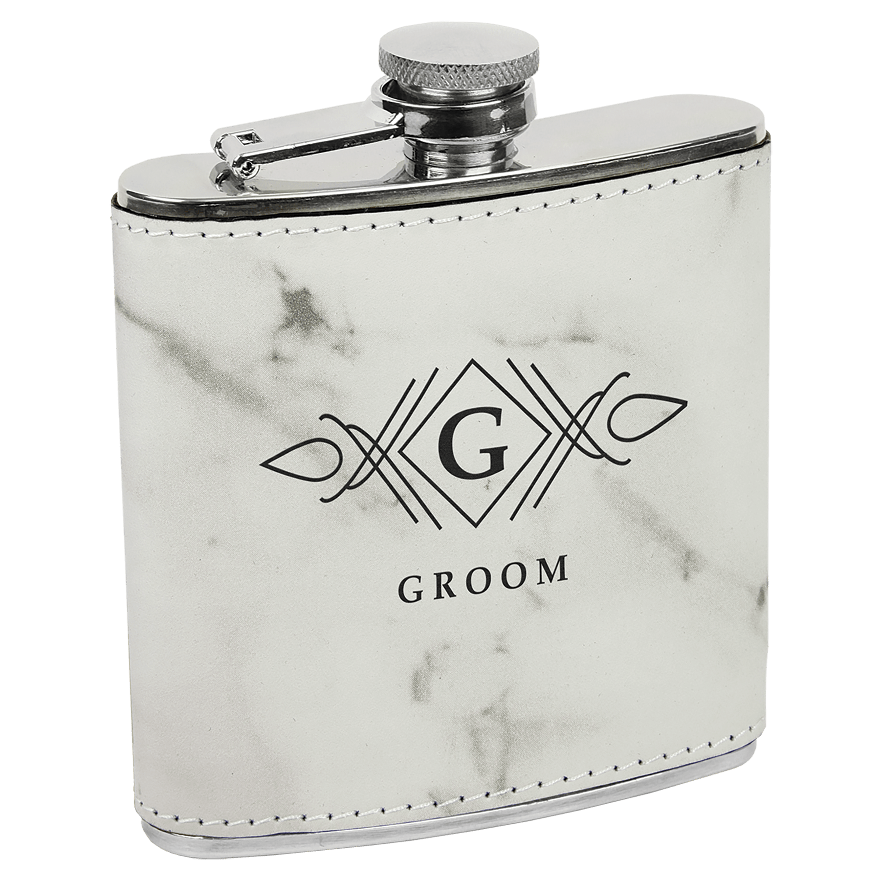 6 oz. Laserable Leatherette Stainless Steel Flask - JDS