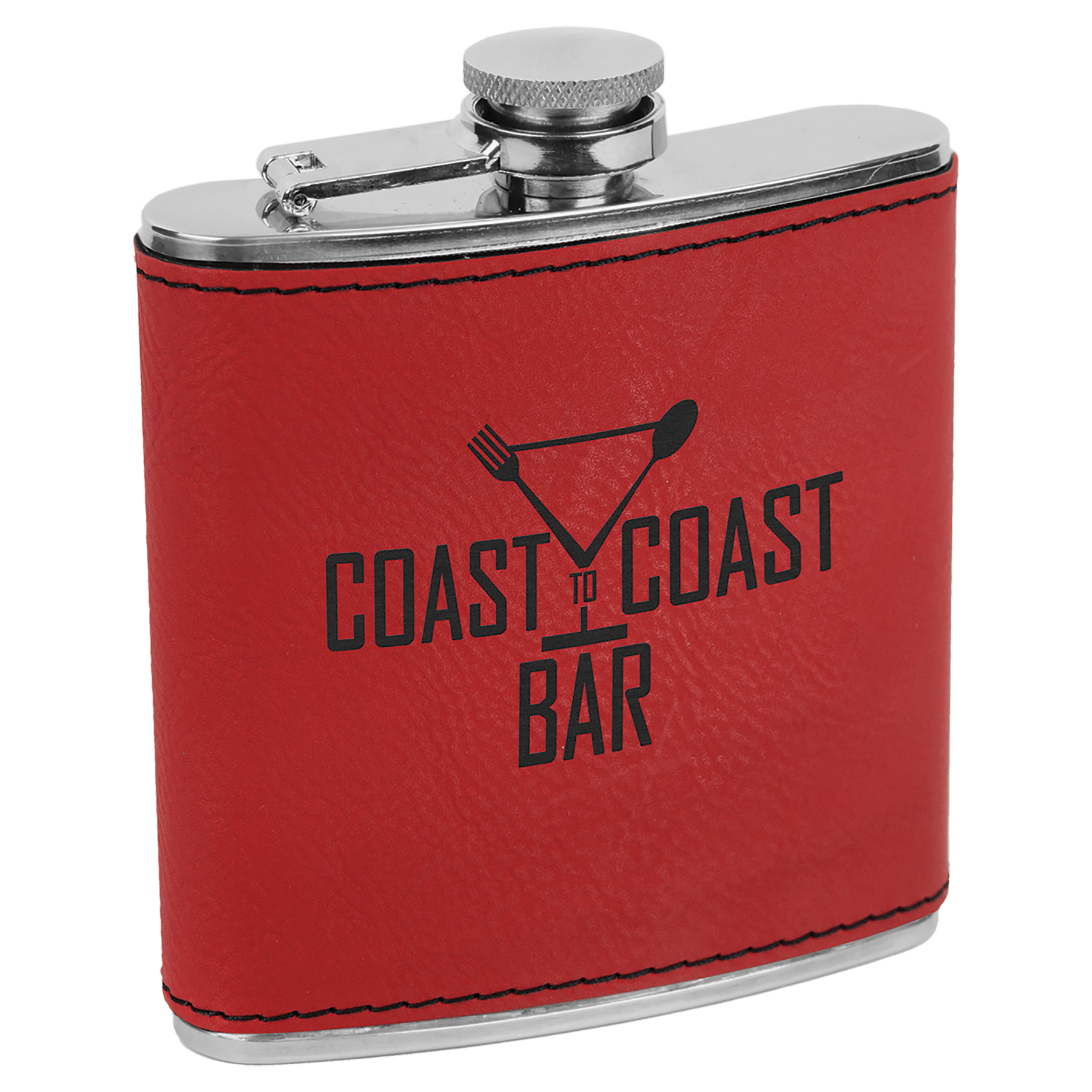6 oz. Laserable Leatherette Stainless Steel Flask - JDS