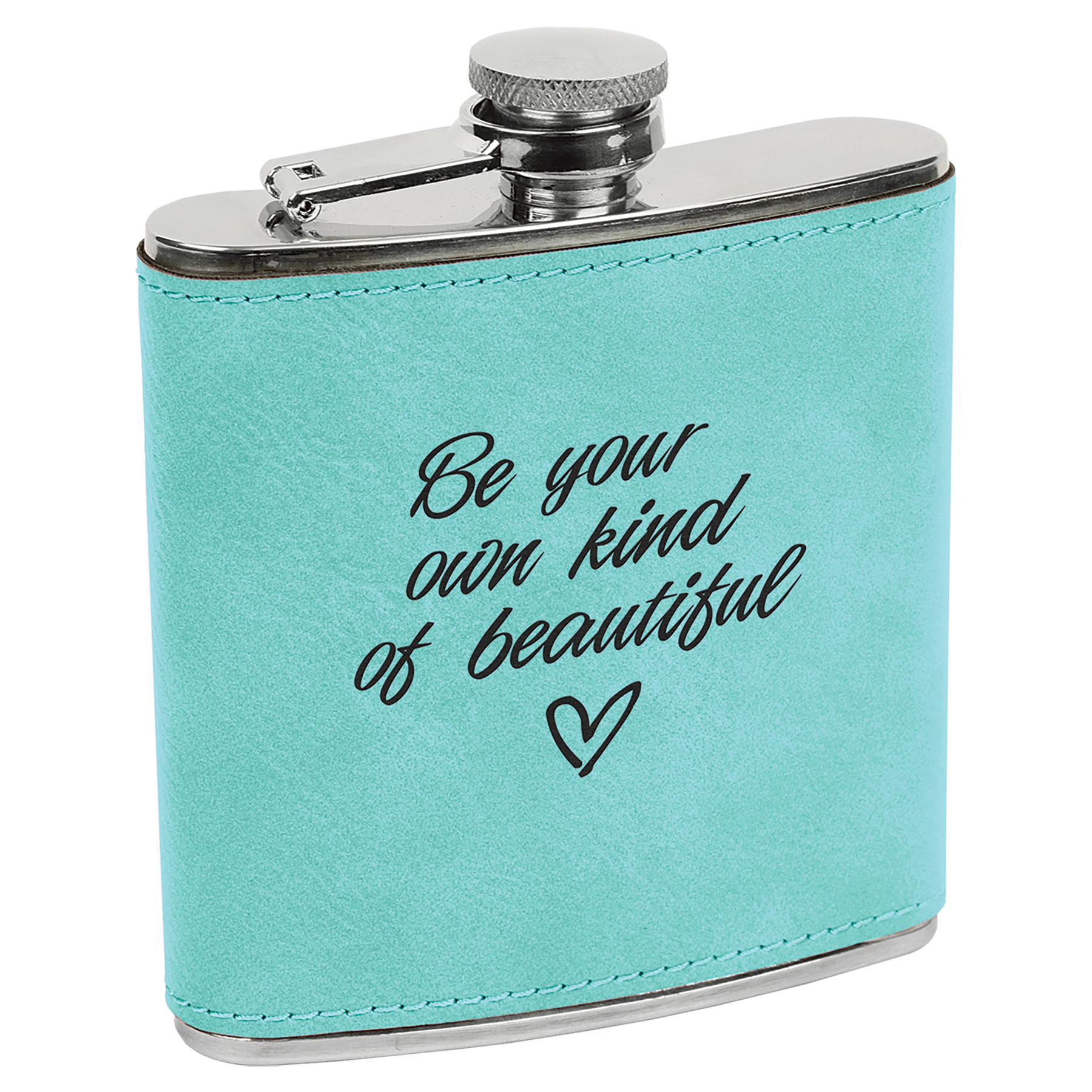 6 oz. Laserable Leatherette Stainless Steel Flask - JDS