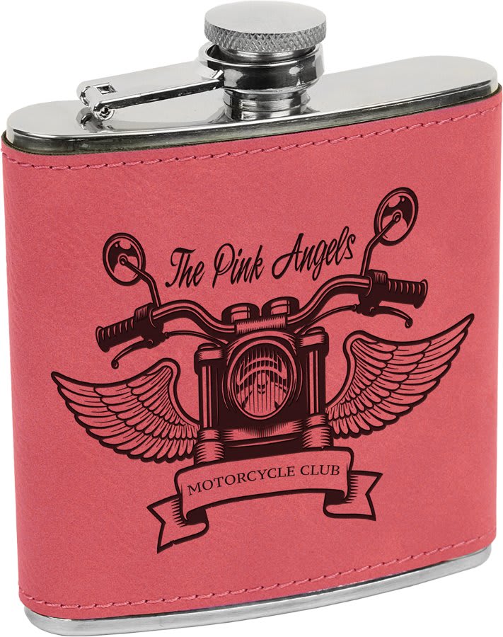 6 oz. Laserable Leatherette Stainless Steel Flask - JDS
