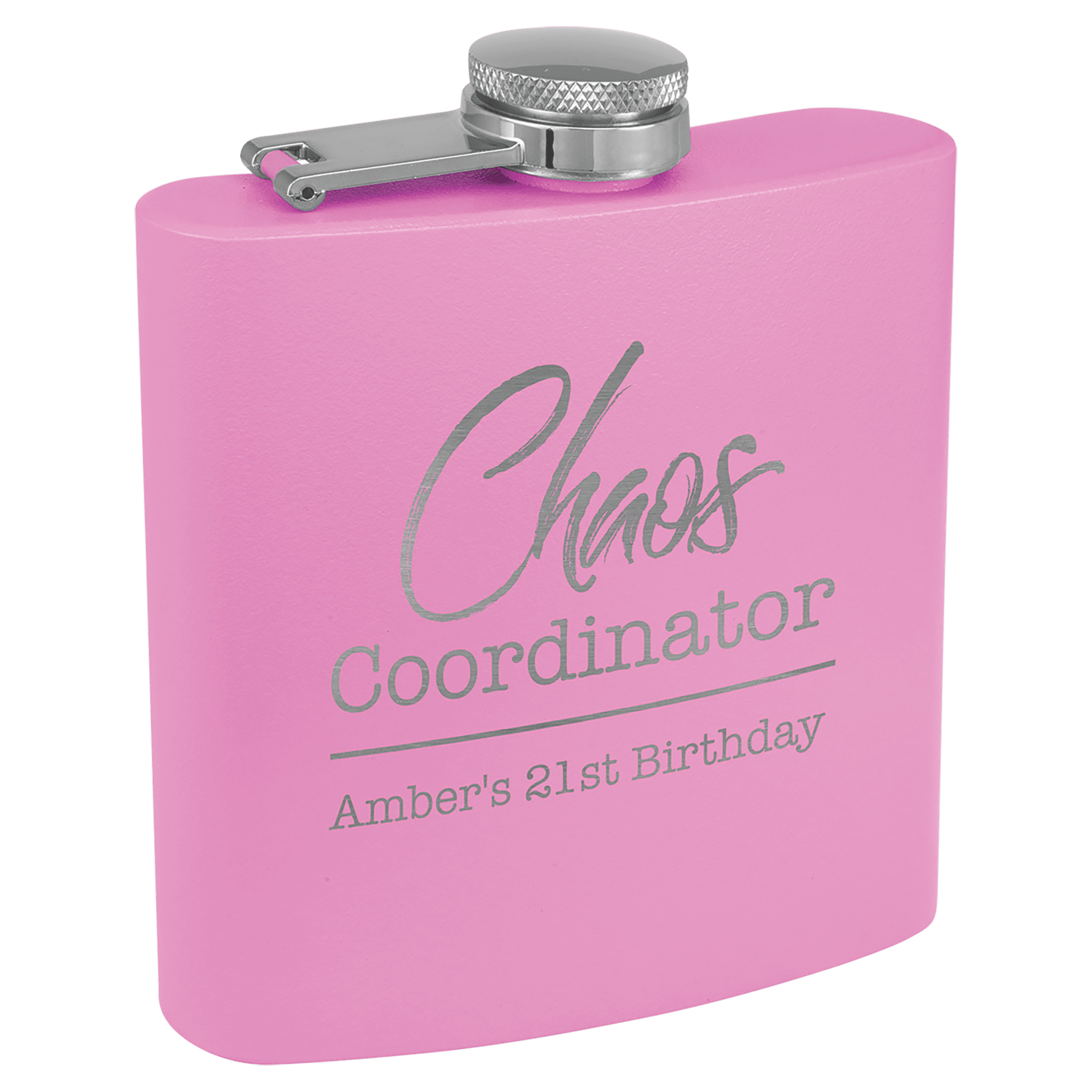 6 oz. Matte Powder Coated Laserable Stainless Steel Flask - JDS