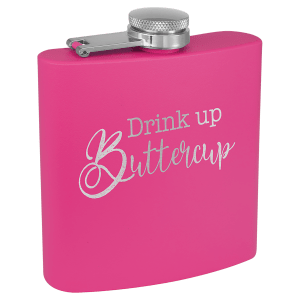 6 oz. Matte Powder Coated Laserable Stainless Steel Flask - JDS