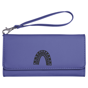 7 1/2" x 4" Purple Laserable Leatherette Wallet with Strap - GFT2144 - Austin Print Co.