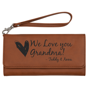 7 1/2" x 4" Rawhide Laserable Leatherette Wallet with Strap - GFT2136 - Austin Print Co.
